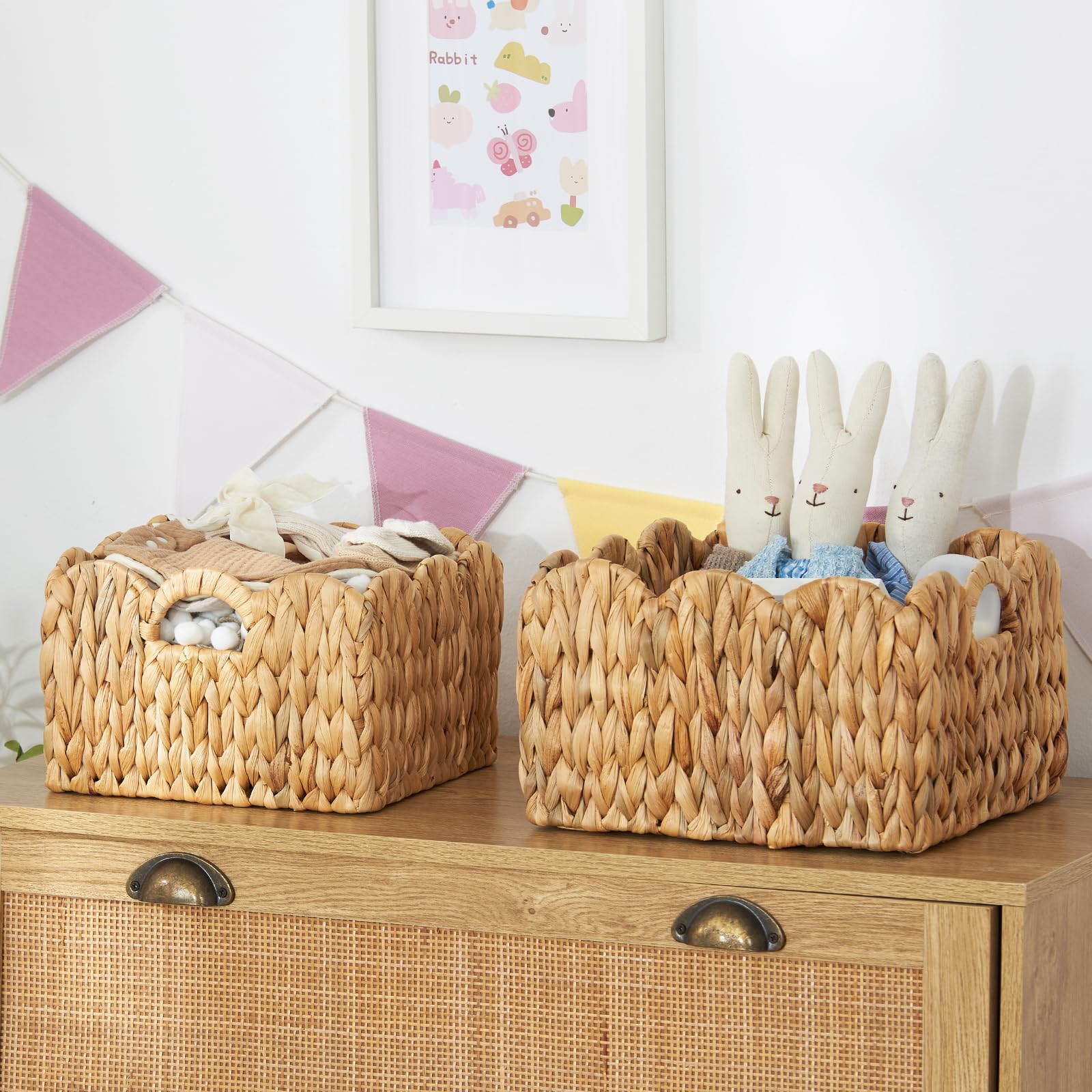 FairyHaus bath-storage basket helps organize towels and toiletries within reach.