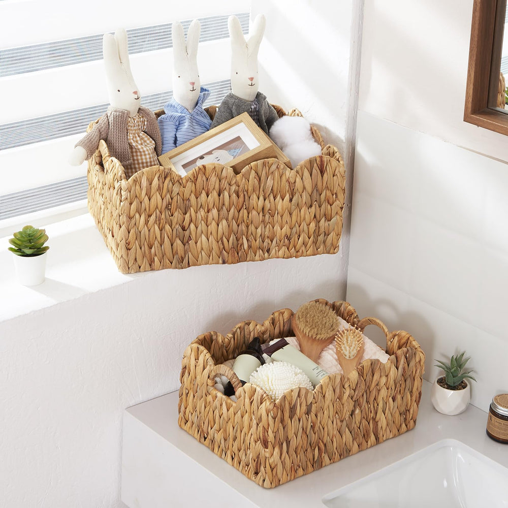 FairyHaus wicker basket 2Pack nesting detail highlights space-saving design