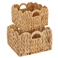 FairyHaus wicker basket 2Pack with scalloped edge and handles for easy, stylish organization.
