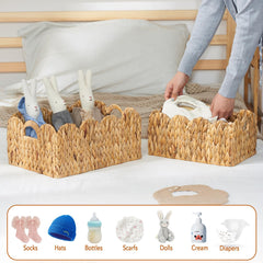 FairyHaus wicker basket 2Pack scalloped edge detail adds soft decor touch