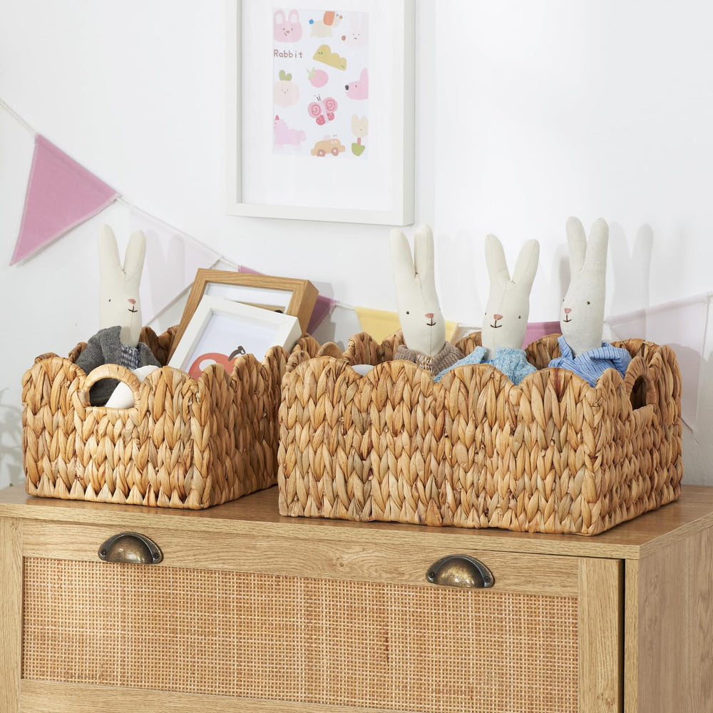FairyHaus wicker basket 2Pack medium 13x9x6.5 inches ideal for skincare products