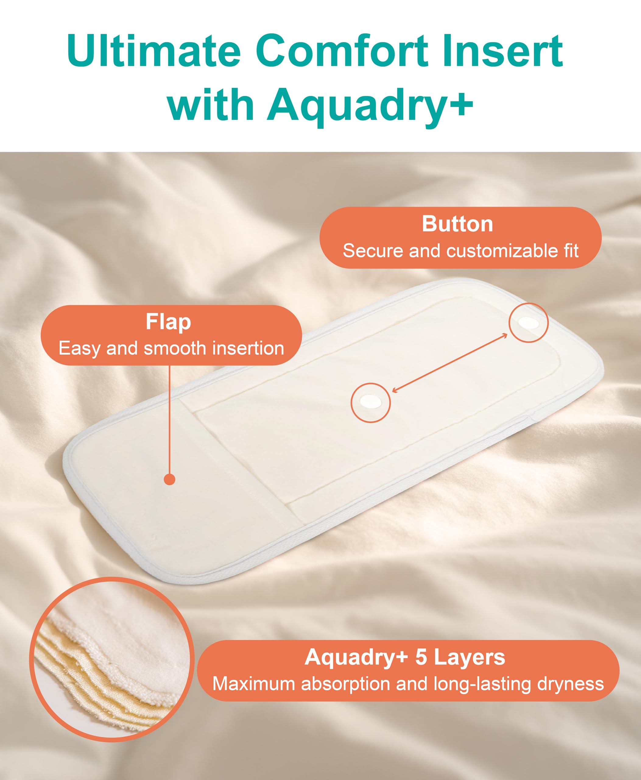 Fairywell Aqua-Dry+ five-layer insert with fast absorption and odor control