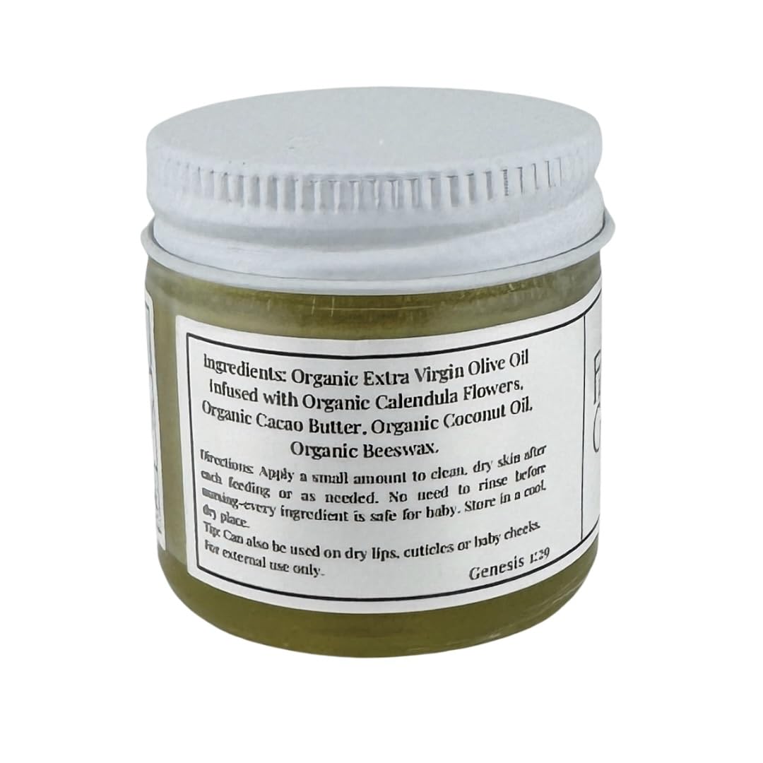 Faith and Grace Organics Nourish Nipple Balm being applied to skin for soothing touch.