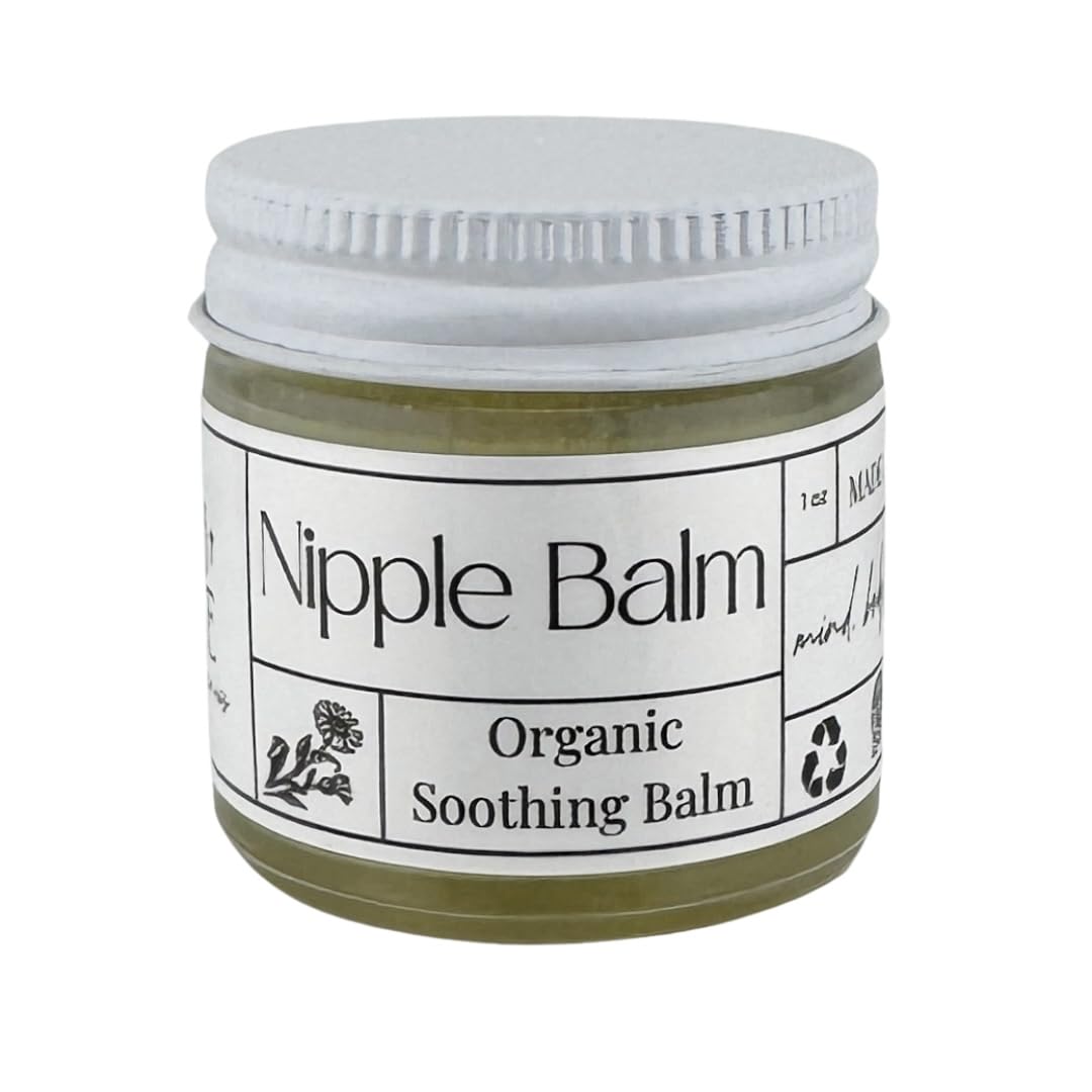 Faith and Grace Organics Nourish Nipple Balm jar closeup for nursing-ready moisture.