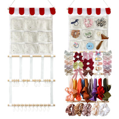 FALESHOS headband holder wall-mounted front view with 20 hooks and 9 pockets