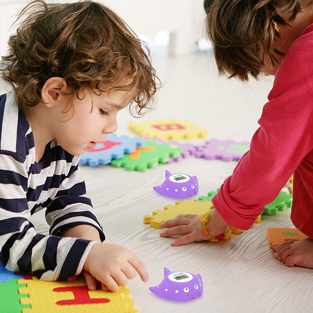 Famidoc baby bath toy thermometer purple adds playful learning and safety cues for caregivers.