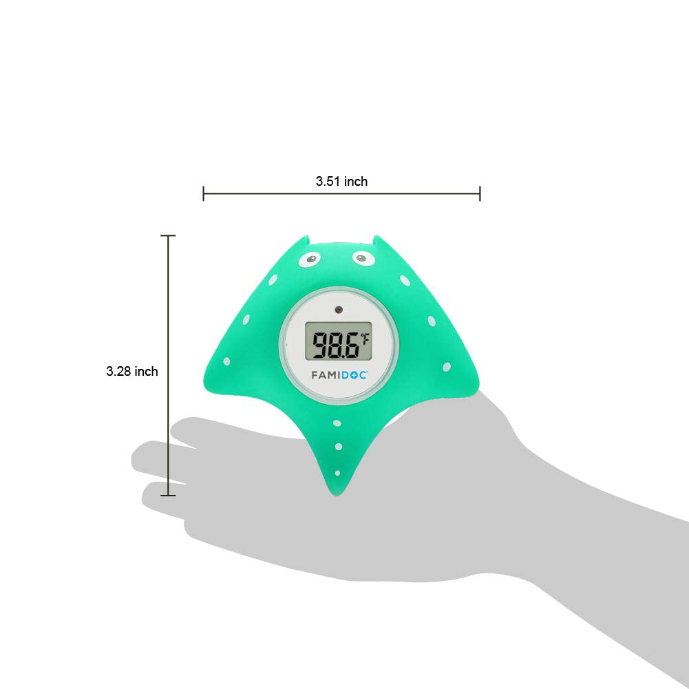 Famidoc bath thermometer floating blue water temperature reading for safer bath time