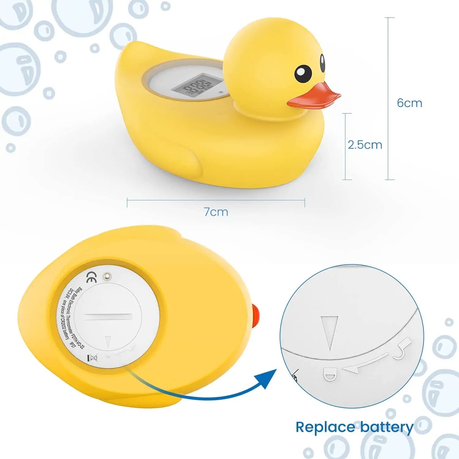 Famidoc hot cold indicators warn when bath water is too hot or cold