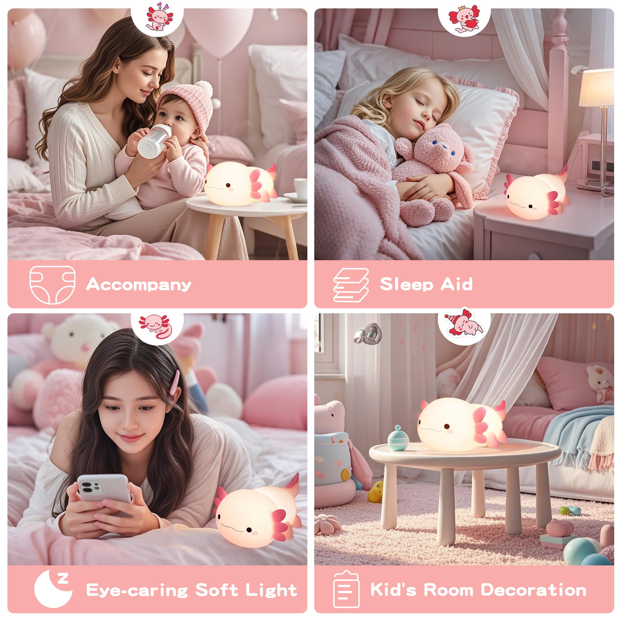 FAMIDUO Axolotl rechargeable battery powers nighttime use