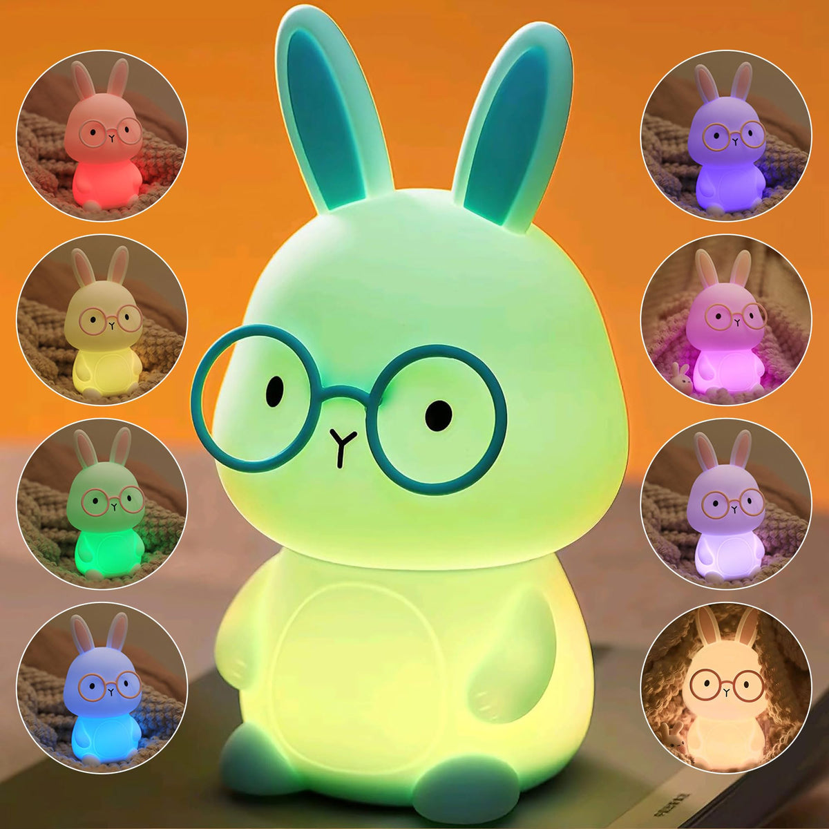 FAMIDUO Bunny Night Light on table offers soft guidance for bedtime