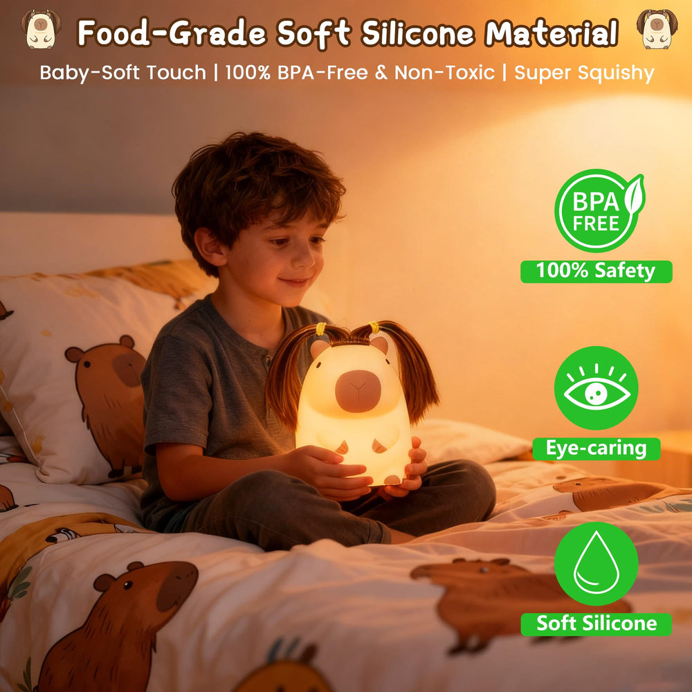 FAMIDUO capybara night light features 20-minute timer to save energy