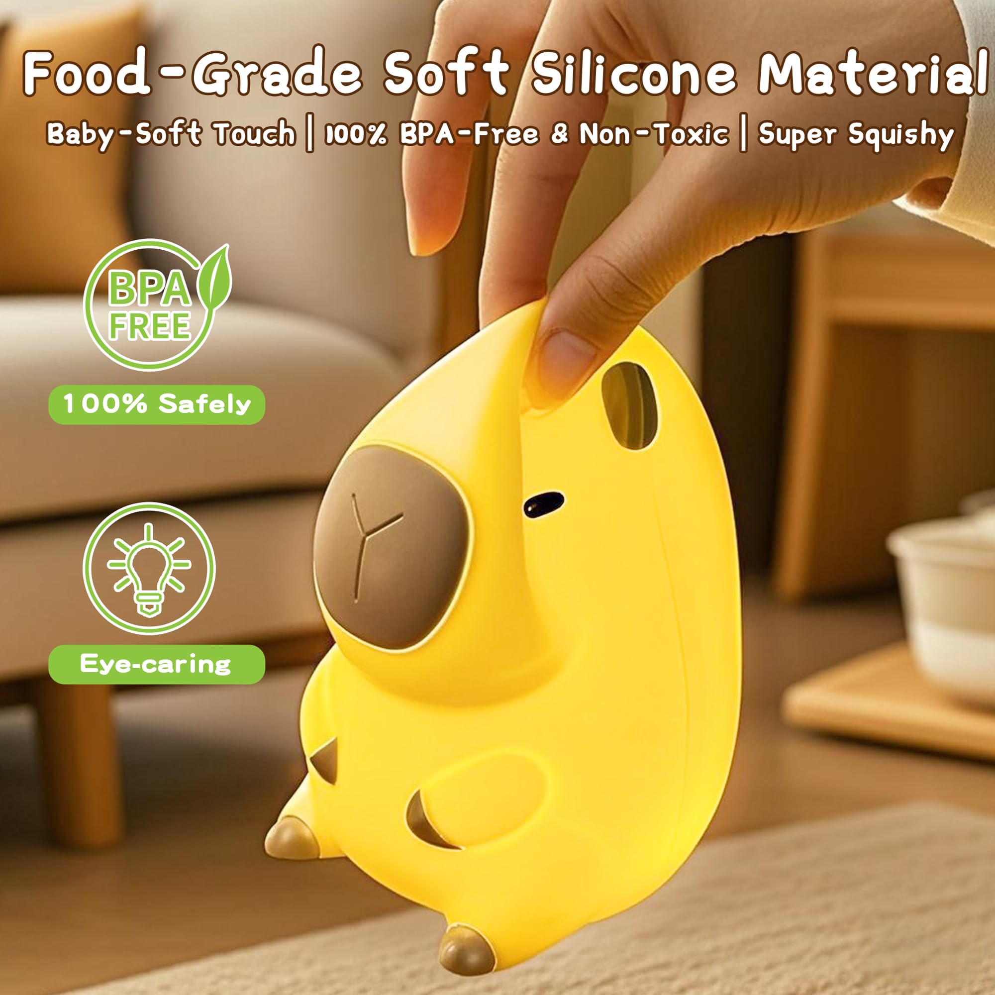 FAMIDUO Capybara night light timer 20min helps keep lighting efficient during late feeds