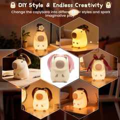 FAMIDUO capybara night light wig-design detail supports DIY styling for kids