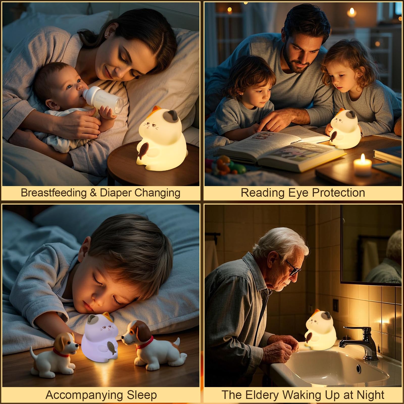 FAMIDUO Greedy Cat Night Light 30-minute timer helps set gentle routines.