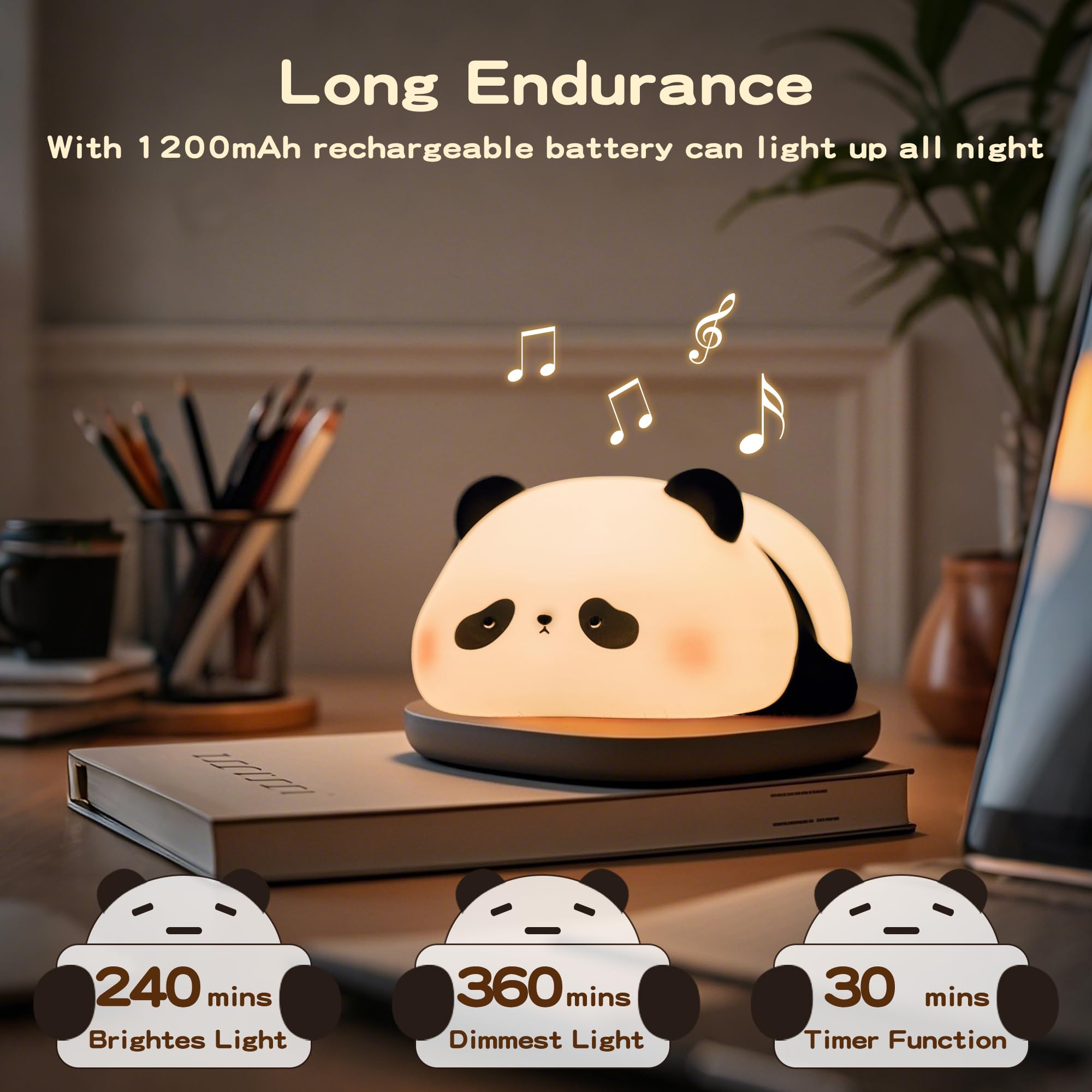 FAMIDUO Panda Night Light emits ambient glow in a dim room