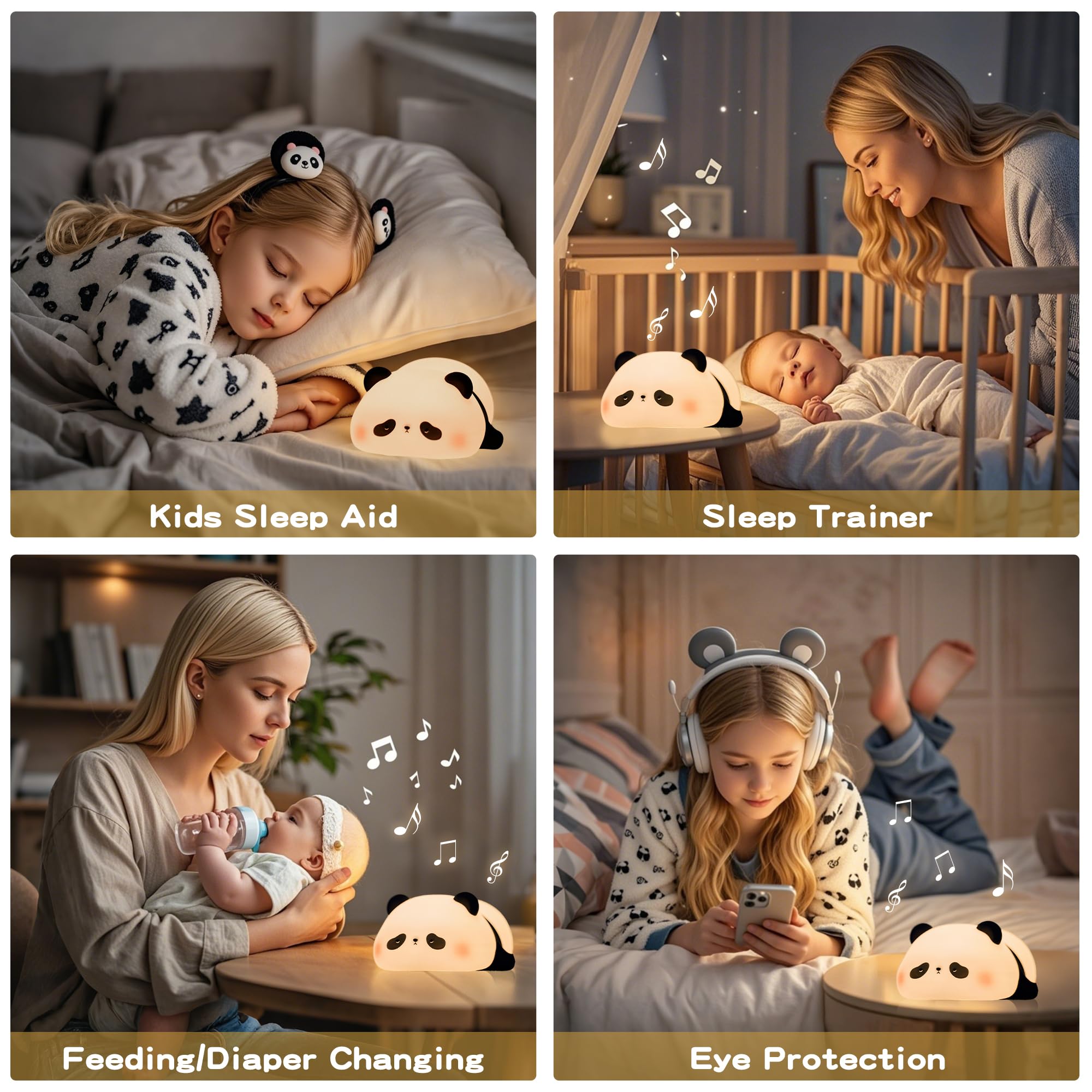 FAMIDUO Panda Night Light bedside setup for baby bedtime routines