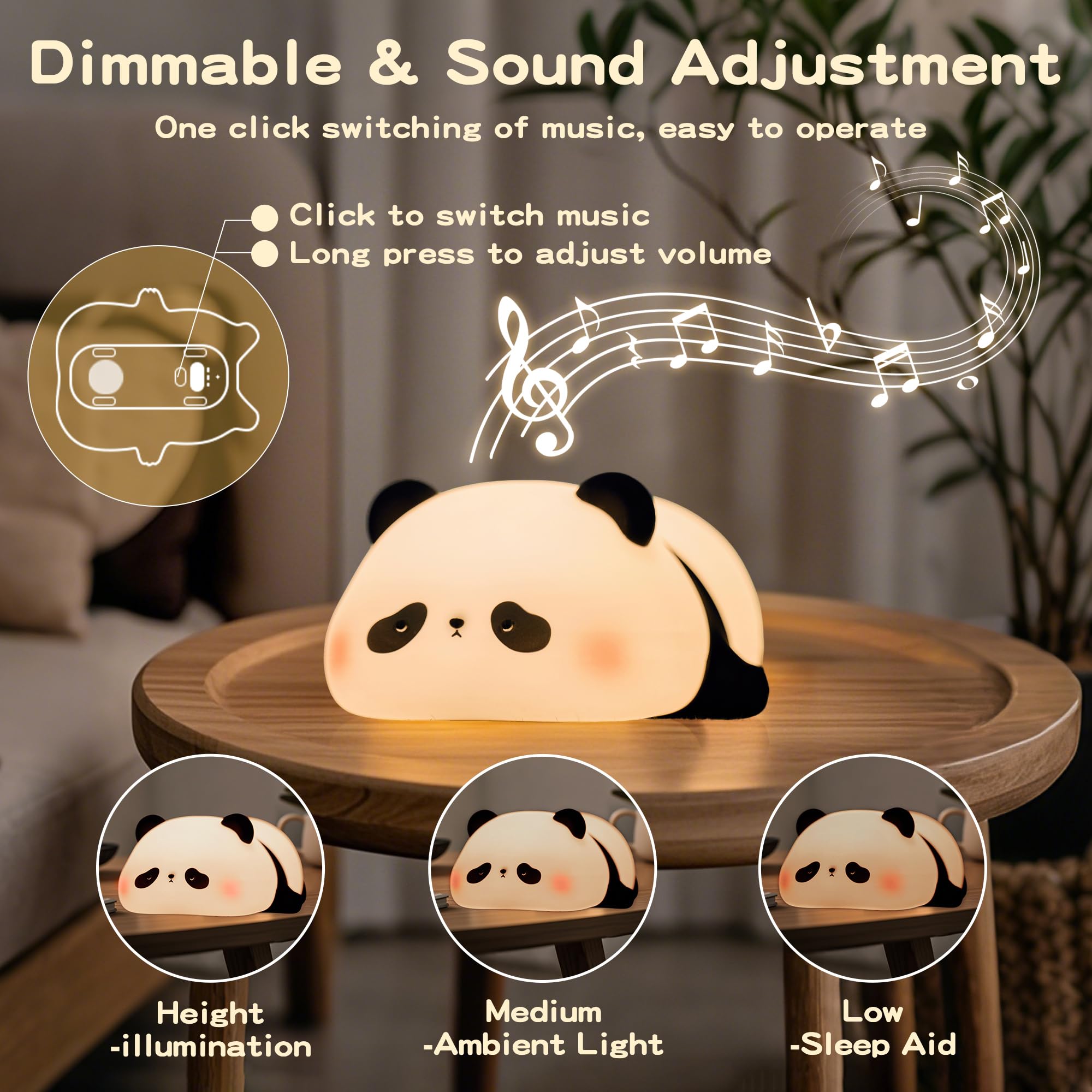 FAMIDUO Panda Night Light dimming and 30-minute timer feature