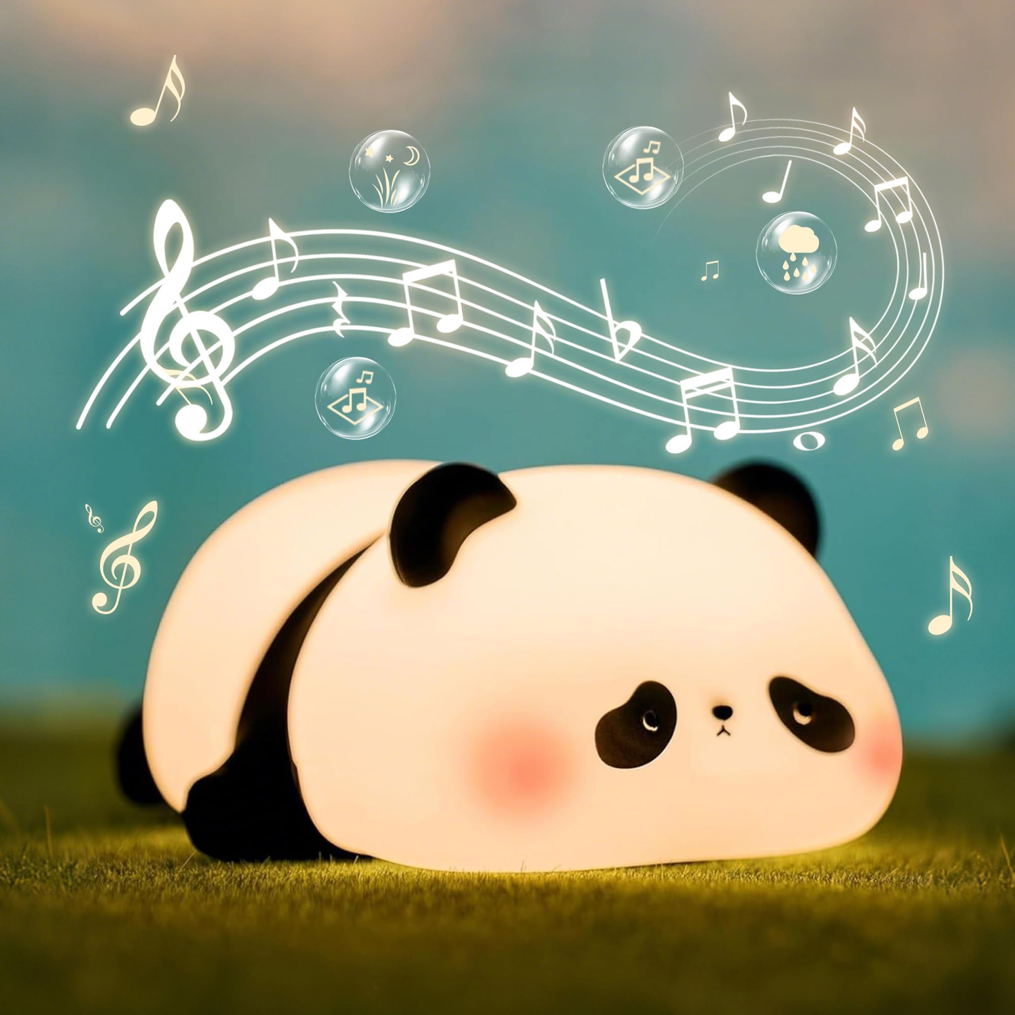 FAMIDUO Panda Night Light in a kids' room scene with panda glow