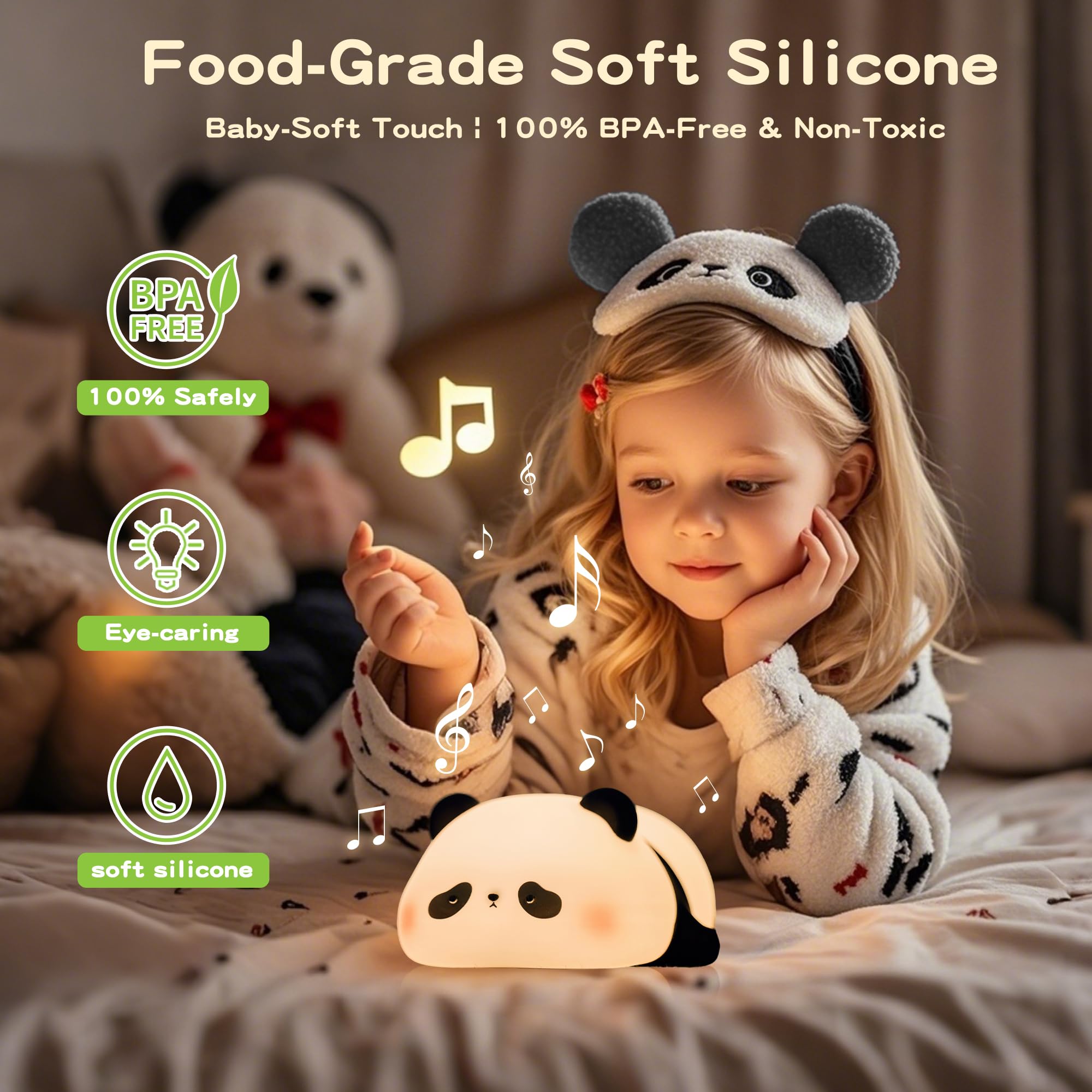 FAMIDUO Panda Night Light with white noise sounds ready for calm nights