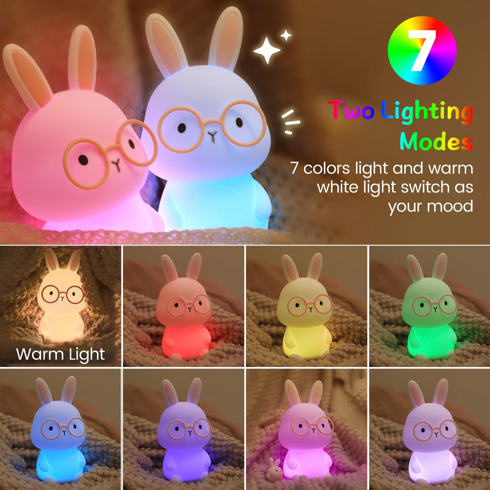 FAMIDUO rabbit lamp touch-control enables quick brightness changes for nighttime needs