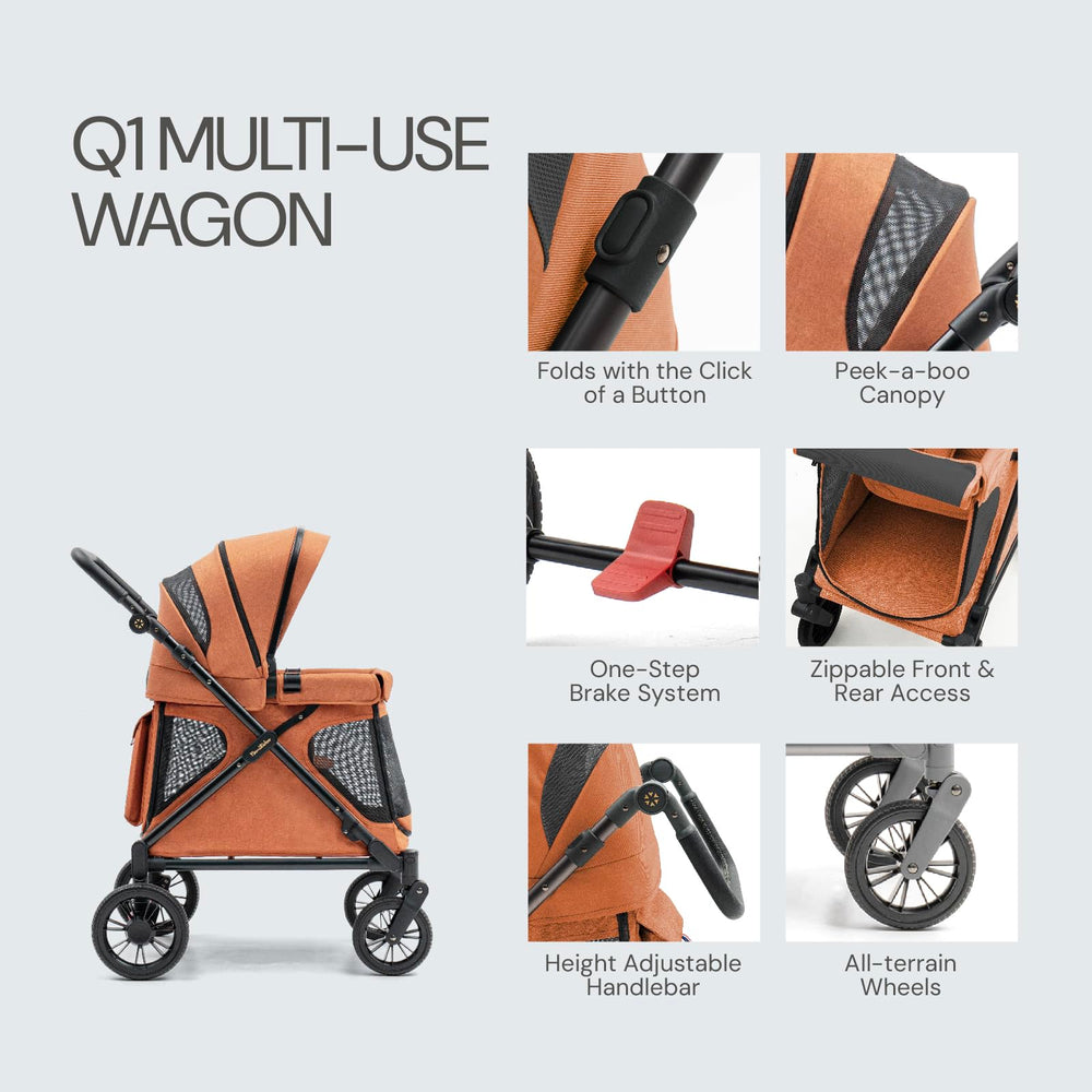 Familidoo Q1 dog-pet-stroller-ride offers smooth transport for dogs on terrain.