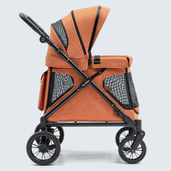 Familidoo Q1 foldable wagon in compact travel mode for easy car storage and portability.