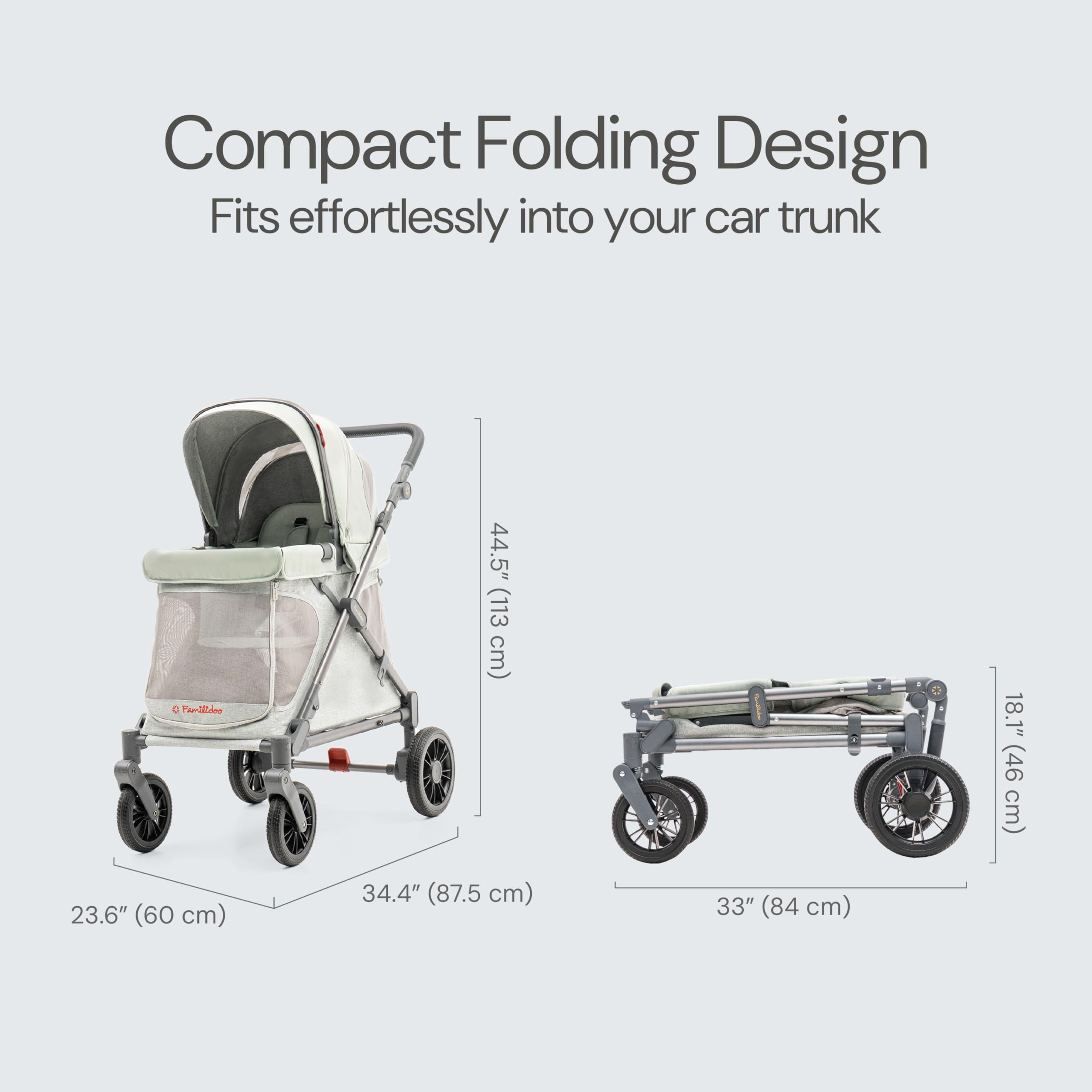 Familidoo Q1 dog-friendly wagon suitable for small to large pets.