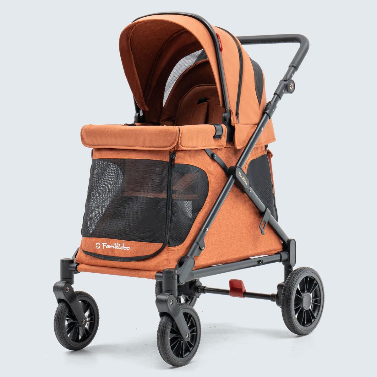 Familidoo Q1 rain cover included shields kids and pets from showers.