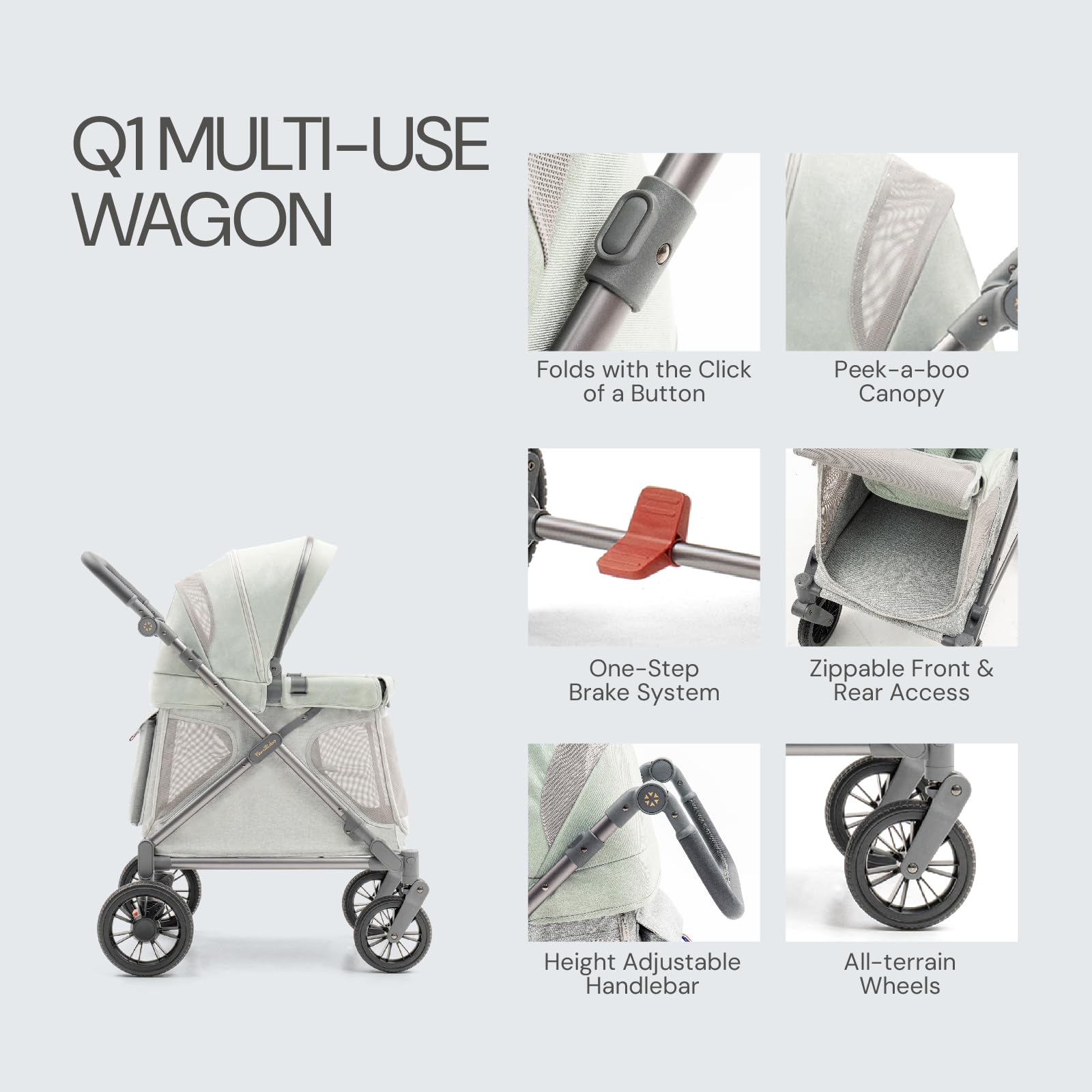 Familidoo Q1 spacious rear storage bag keeps essentials handy.
