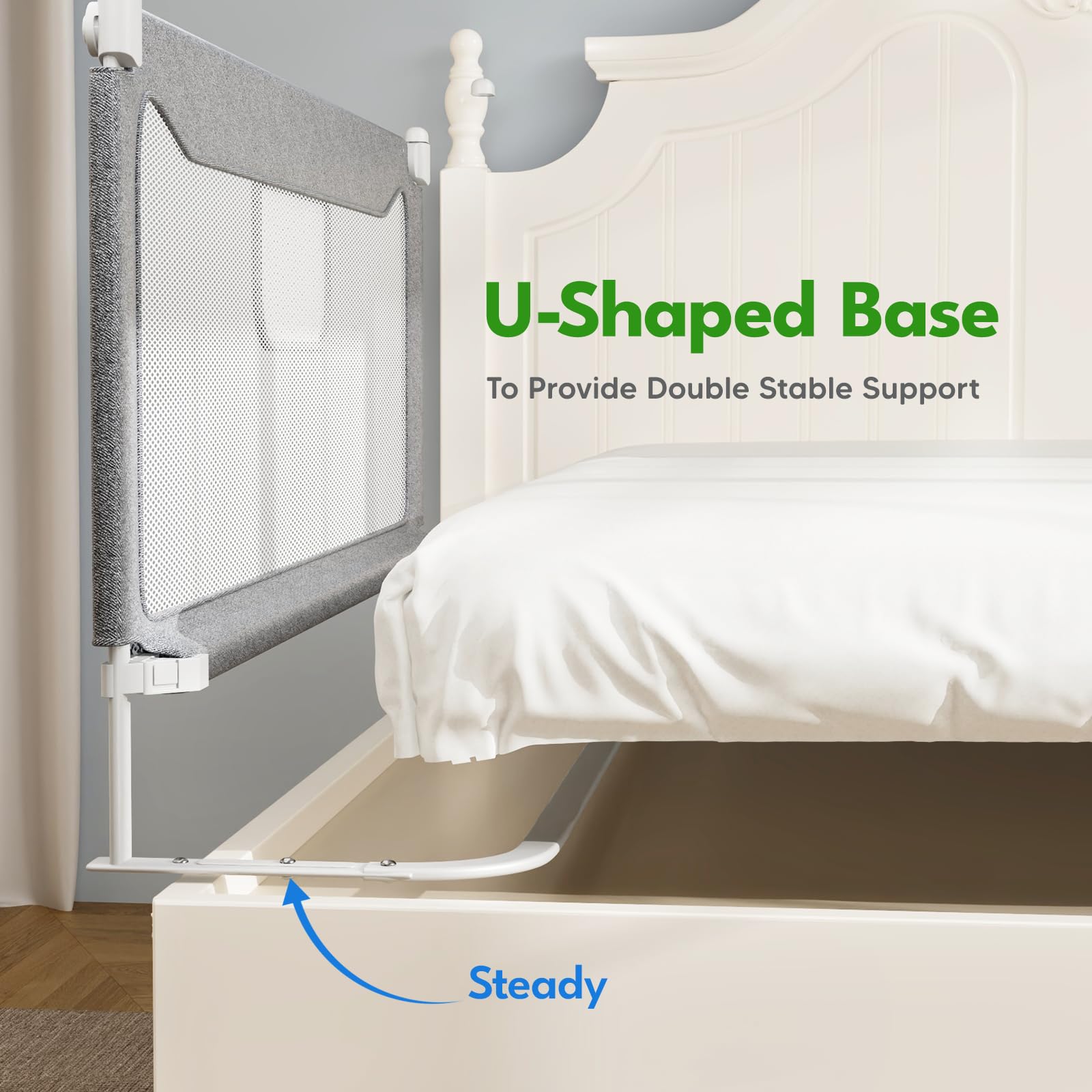 FAMILL bed rail foldable guard: folds neatly for compact storage when not in use.
