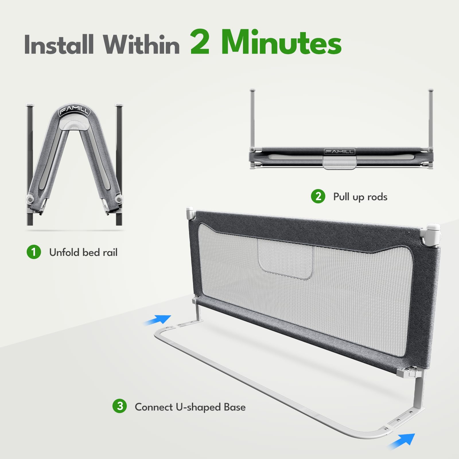 FAMILL bed rail protection toddler bed: secure sleep without gaps for your child.