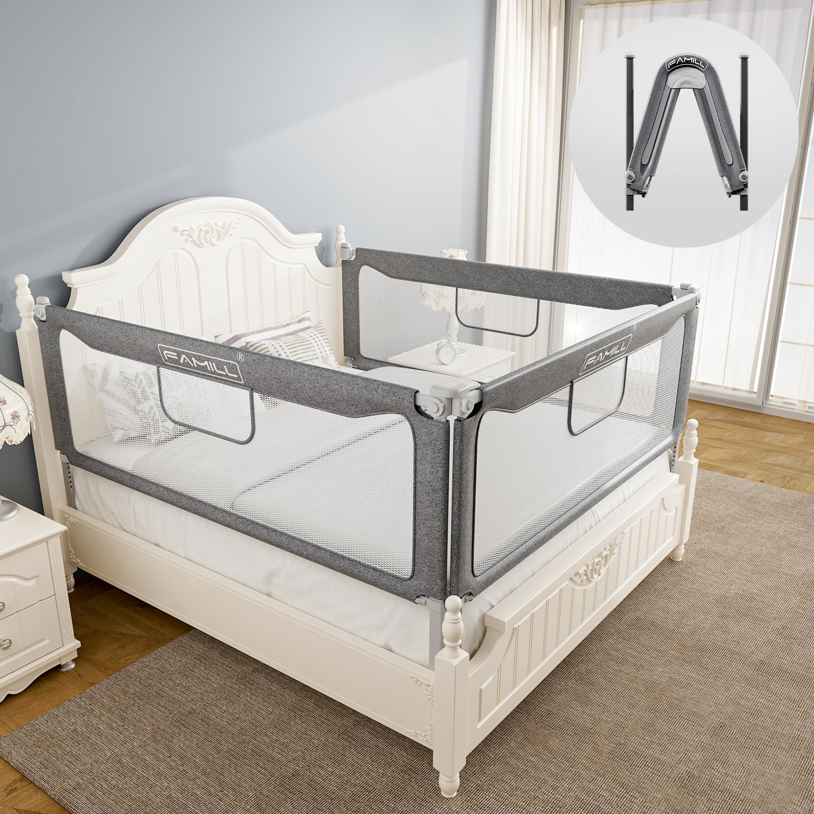 FAMILL bed rail for toddlers, assembly-ready setup for quick, secure installation