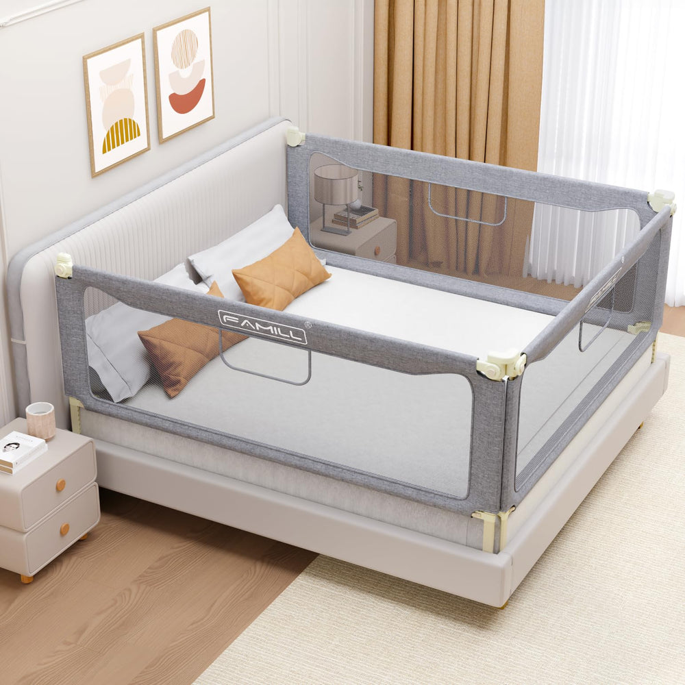 FAMILL bed rail toddlers foldable-setup shows quick, tool-free assembly for easier bed preparation.