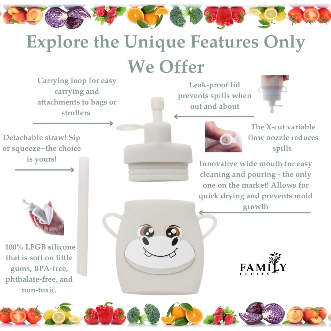 Family Fruits hippo-elephant design promotes fun self-feeding during meals