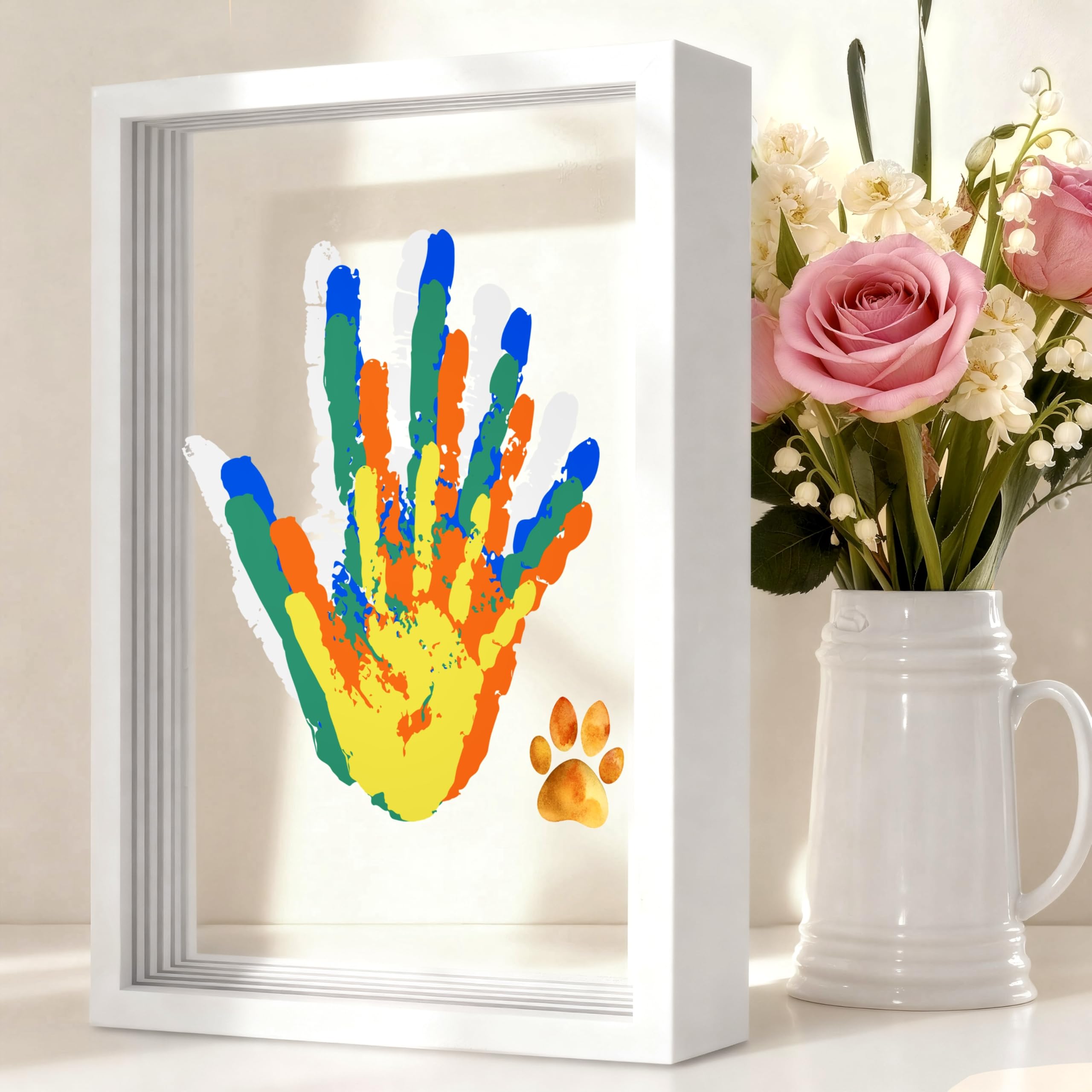 Family Handprint Kit wooden frame for a timeless family print display.
