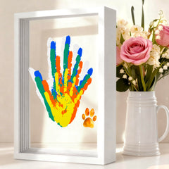 Family Handprint Kit wooden frame for a timeless family print display.