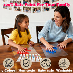Family Handprint Kit letter stickers personalize names and dates on prints.