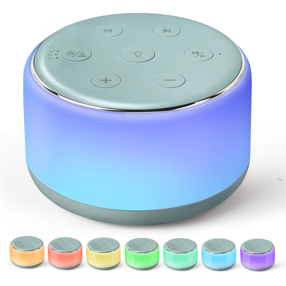 FamiSym White Noise Sound Machine Slate, front view, compact travel sleep aid for babies and adults.