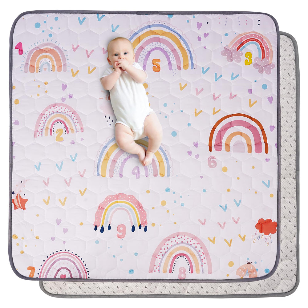 FAMOPLAY baby play mat soft-surface for comfy tummy time