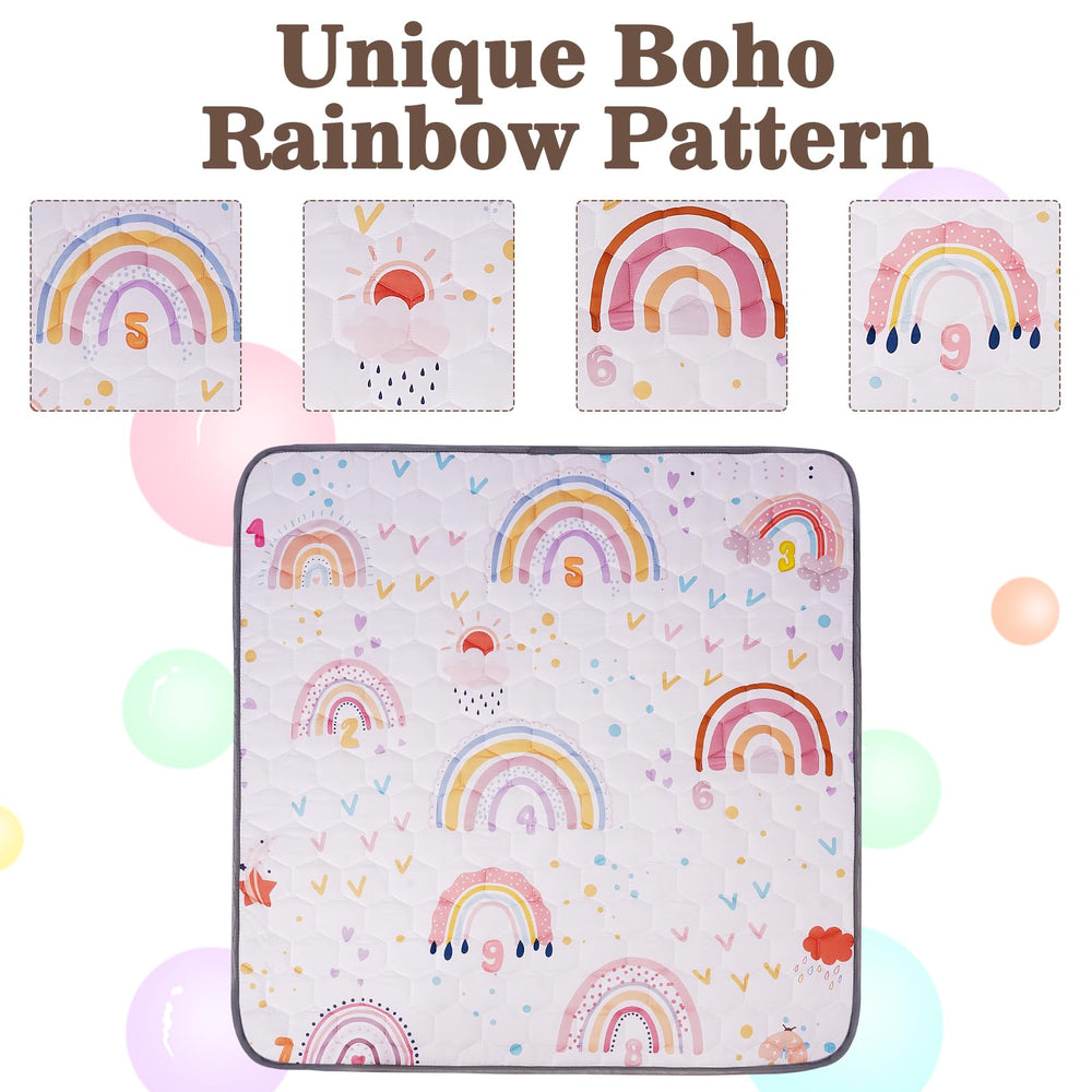 FAMOPLAY Boho Rainbow theme play mat with vibrant visuals
