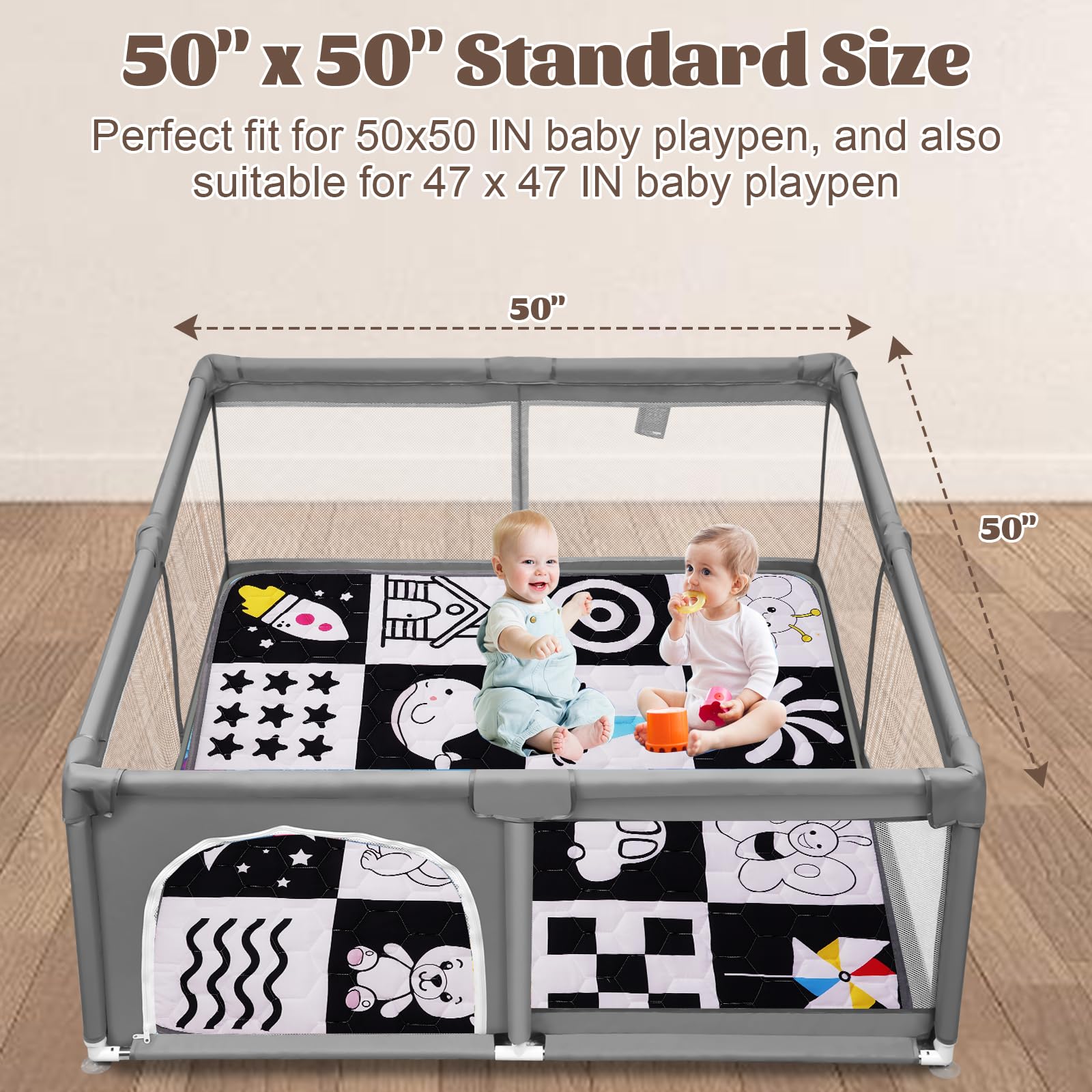 FAMOPLAY mat with non-slip base provides stable crawling sessions.