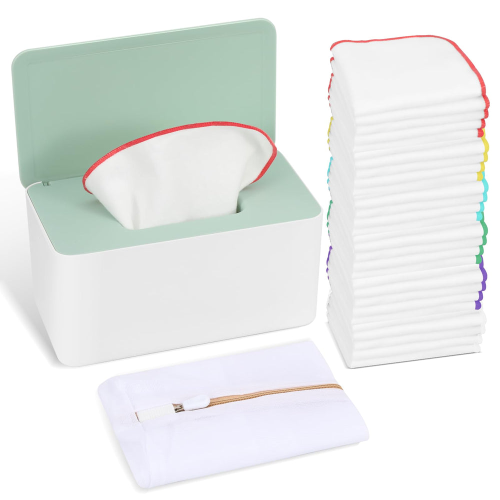 FAMOPLAY baby wipes dispenser closed for easy top-draw access during diaper changes.