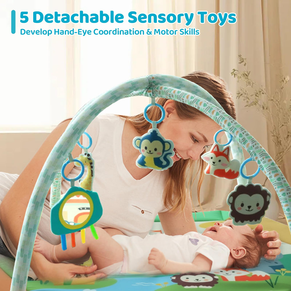 Soft, washable fabric mat keeps baby comfortable and clean.