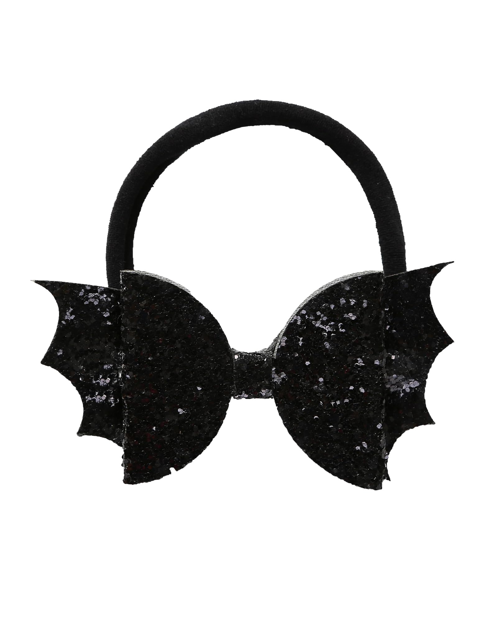 Fancheer baby bat bow headband with glitter black design for Halloween photos