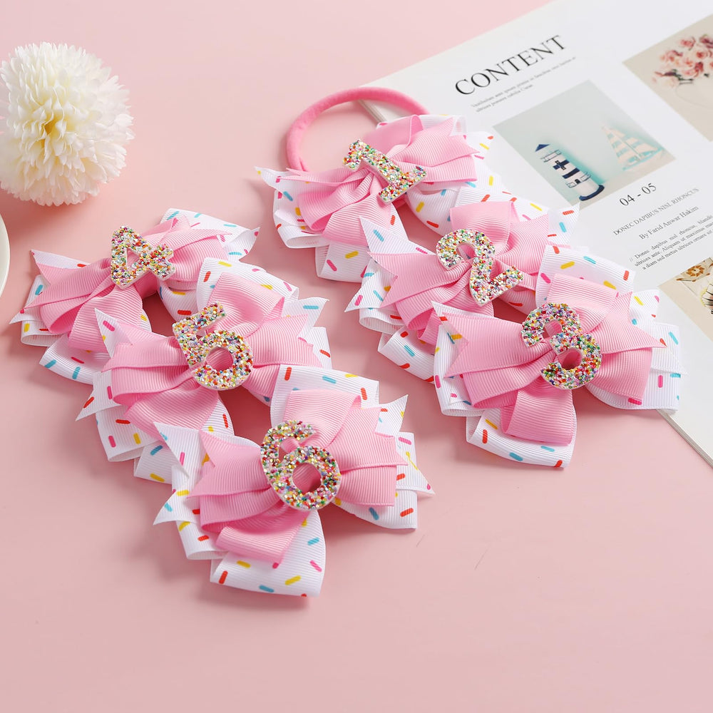 Fancheer handmade bows for baby girls with a pink clip