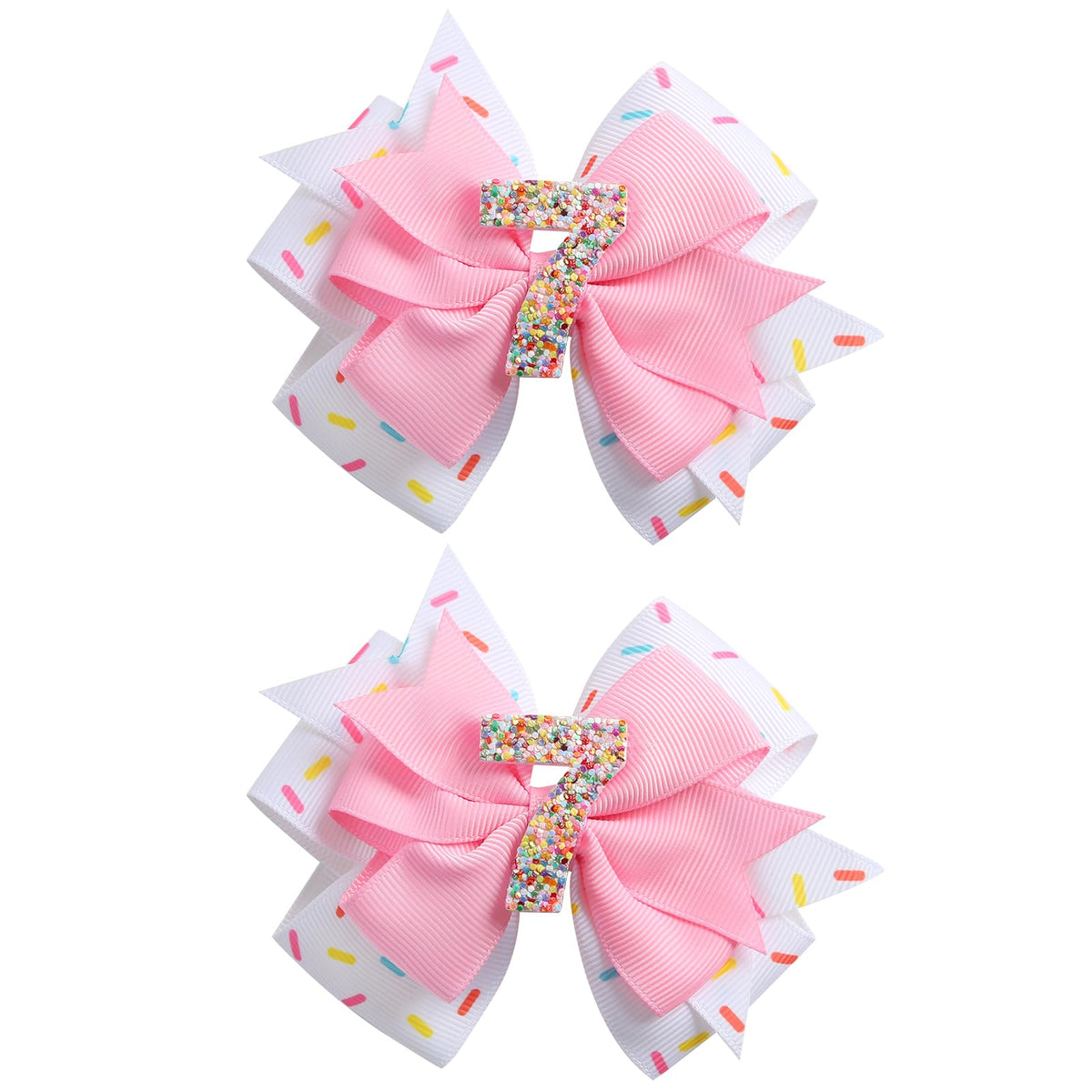 Fancheer birthday bow with ice cream pink confetti for festive party photos.