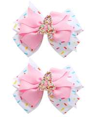 Fancheer birthday bow ice cream pink pigtail clip for festive party photos.