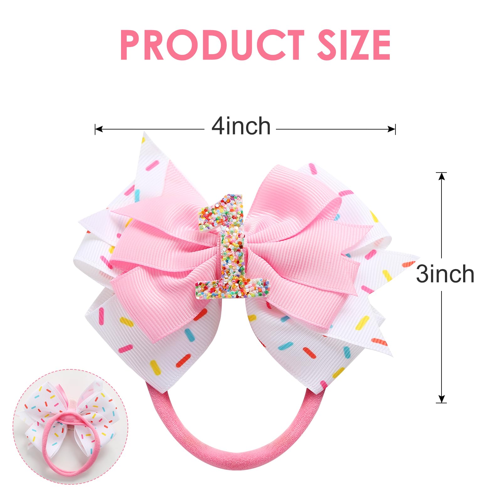 Fancheer confetti sprinkle bow detail shows glitter that lasts on pink ribbon.