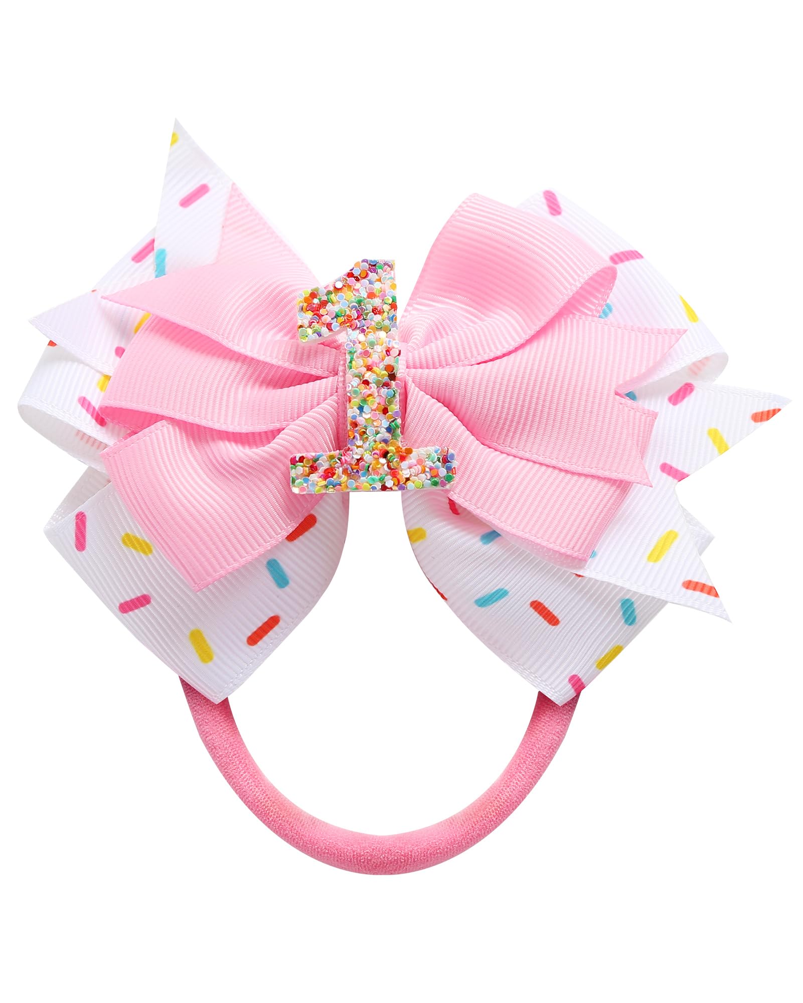 Fancheer birthday hair bow with ice cream theme adds festive flair for first birthdays.
