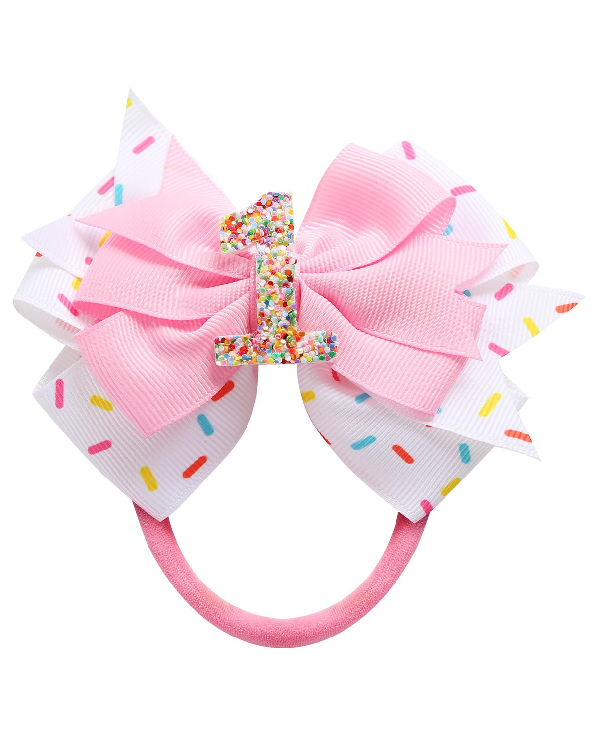 Fancheer birthday hair bow with ice cream theme adds festive flair for first birthdays.